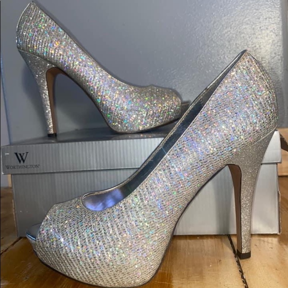 Silver Sparkly Worthington Heels